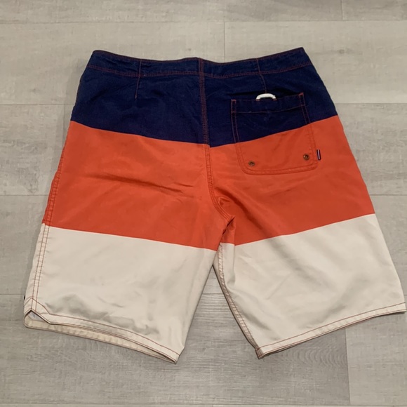 O’NEILL Board Shorts Bathing Suite Size 34 Navy Orange Tan Suft ONEILL - Picture 4 of 7